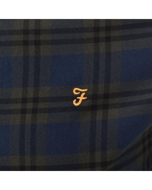 Farah Blue Farah Brewer Check Shirt Evergreen for men