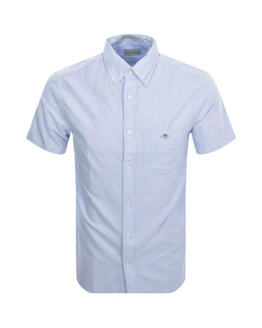 Gant Blue Poplin Short Sleeved Shirt for men