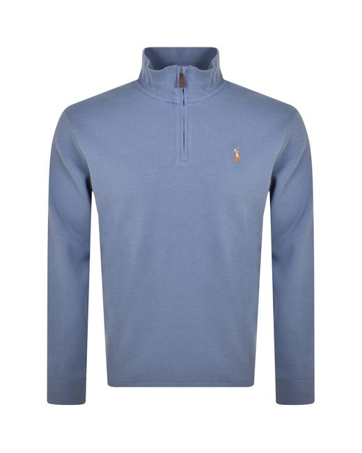 Ralph Lauren Blue Half Zip Sweatshirt for men