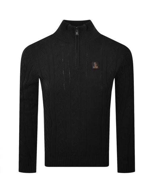 Luke 1977 Black Merton Funnel Knit Jumper for men