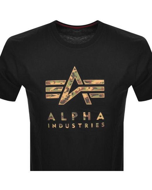 Alpha Industries Black Logo Camo T Shirt for men