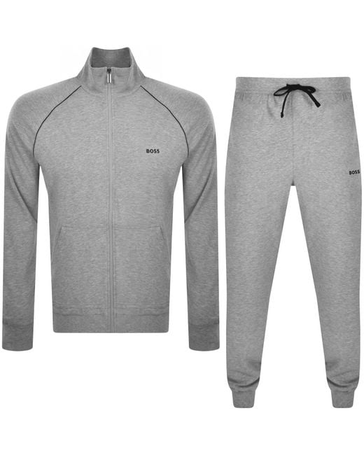 BOSS BUSINESS Gray Boss Full Zip Tracksuit for men