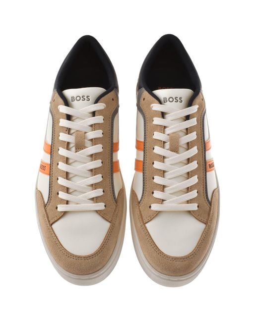 BOSS BUSINESS Natural Boss Rhys Tennis Trainers for men