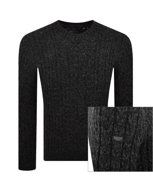 Superdry Black Jacob Cable Knit Jumper for men