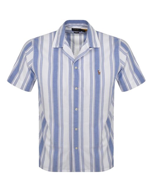 Ralph Lauren Blue Stripe Short Sleeved Shirt for men