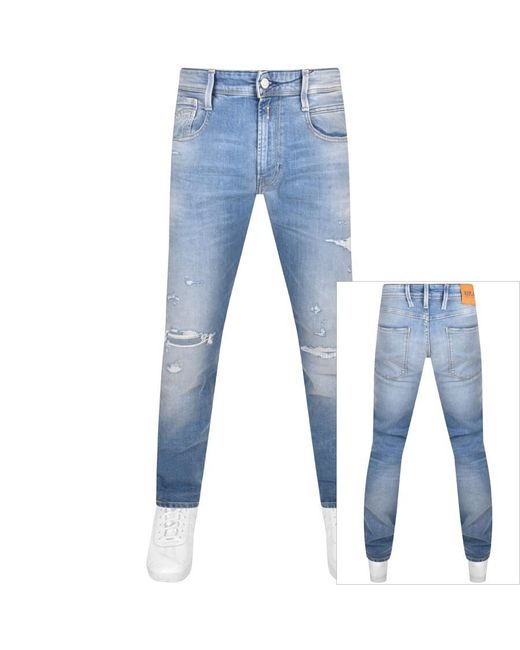 Replay Blue Anbass Slim Fit Light Wash Jeans for men