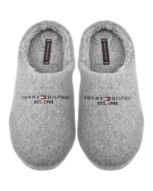 Tommy Hilfiger Gray Felt Slippers Universal for men