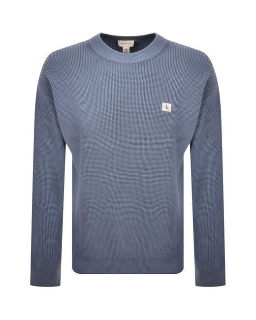 Calvin Klein Blue Jeans Waffle Jumper for men