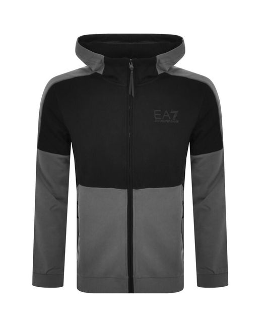 studieafgift Gangster tigger EA7 Emporio Armani Full Zip Logo Hoodie in Black for Men | Lyst
