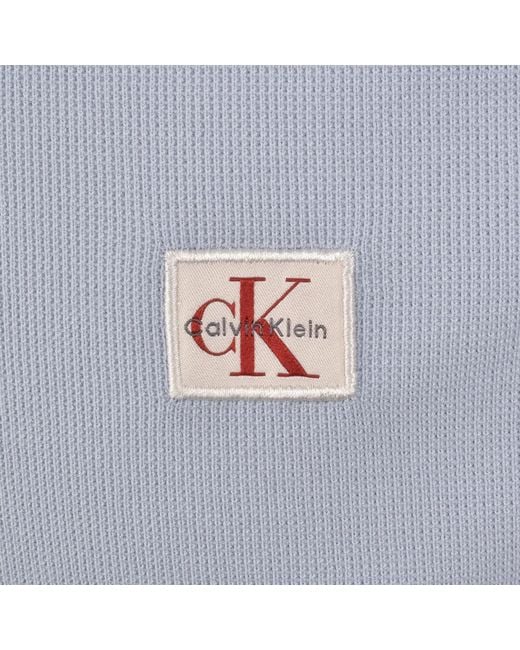 Calvin Klein Blue Jeans Micro Waffle Badge Polo for men