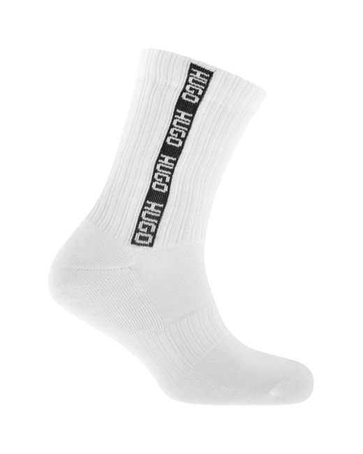 HUGO White 3 Pack Rib Tape Socks for men