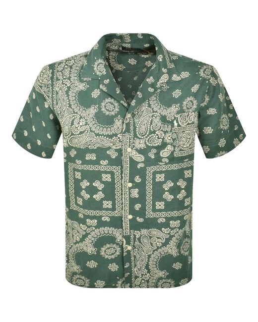Ralph Lauren Green Short Sleeved Linen Shirt for men
