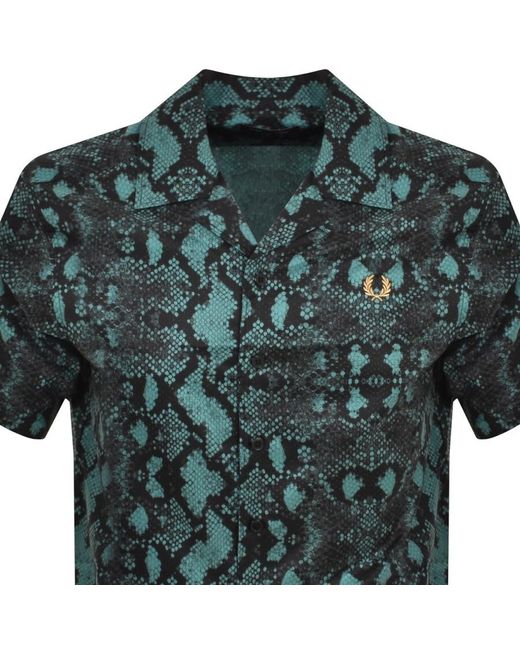 Fred Perry Green Snake Revere Collar Shirt for men