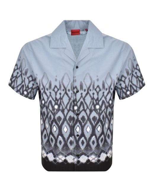 HUGO Blue Espino Short Sleeve Shirt for men