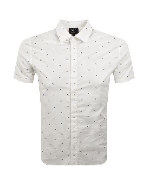 ARMANI EXCHANGE White Ax Pattern Shirt Off for men
