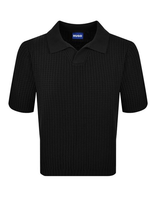 HUGO Black Spero Knit Polo for men