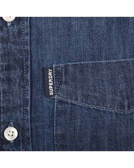 Superdry Blue Essential Long Sleeved Shirt for men