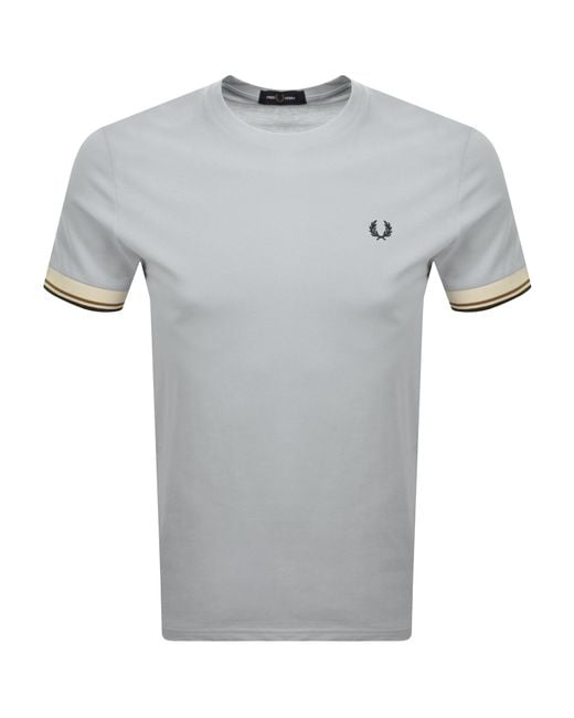 Fred Perry Gray Twin Tipped Cuff T Shirt for men