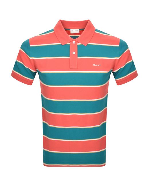 Gant Red Stripe Pique Polo T Shirt for men