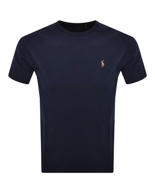 Ralph Lauren Blue Pima Crew Neck T Shirt for men