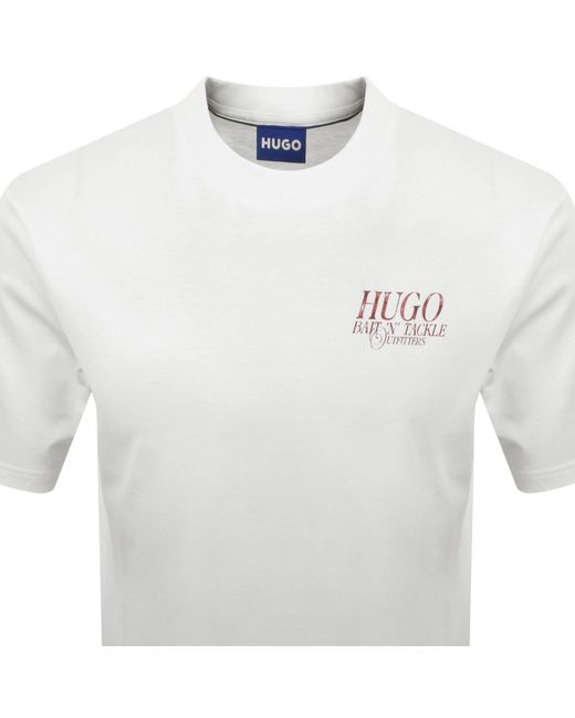 HUGO White Marine Artwork T Shirt for men