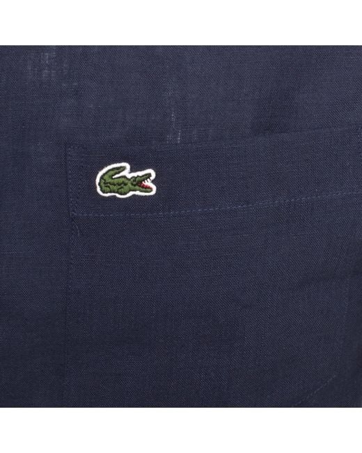 Lacoste Blue Linen Short Sleeved Shirt for men