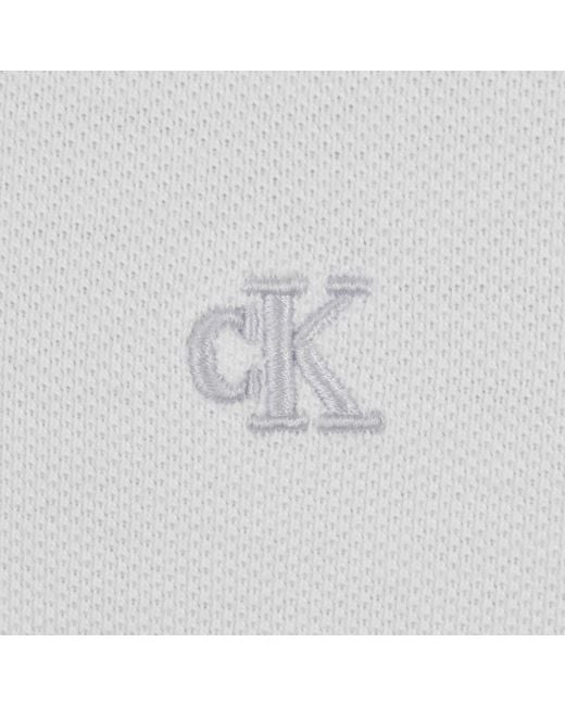 Calvin Klein White Jeans Collar Block Pique Polo for men