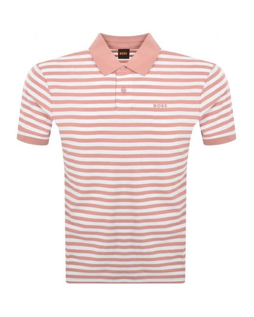 Boss Pink Boss Pale Stripe Polo T Shirt for men