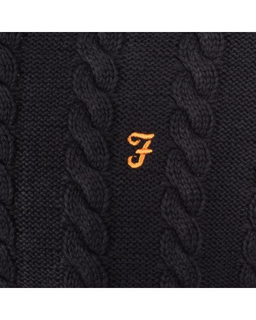 Farah Black Farah Knight Cable Knit Jumper for men