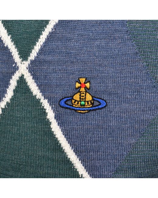 Vivienne Westwood Blue Argyle Jumper for men