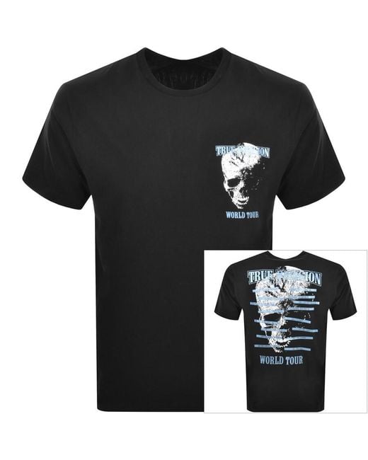 True Religion Black Skull World Tour T Shirt for men