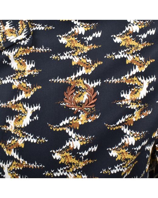 Fred Perry Black Abstract Print Shirt for men