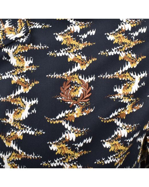 Fred Perry Black Abstract Print Shirt for men