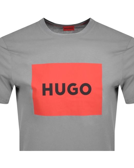 HUGO Gray Dulive222 Crew Neck T Shirt for men