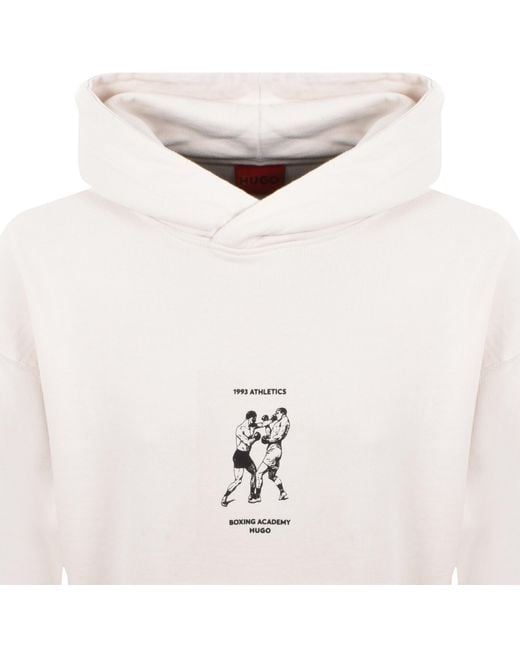HUGO White Duwrestie Hoodie for men
