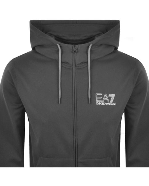 EA7 Gray Emporio Armani Full Zip Hoodie for men