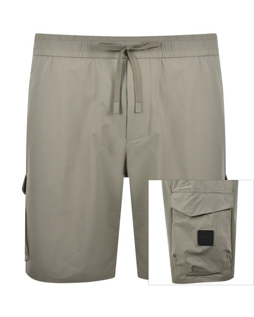 Boss Gray Boss Urbanex Tapered Fit Cargo Shorts for men