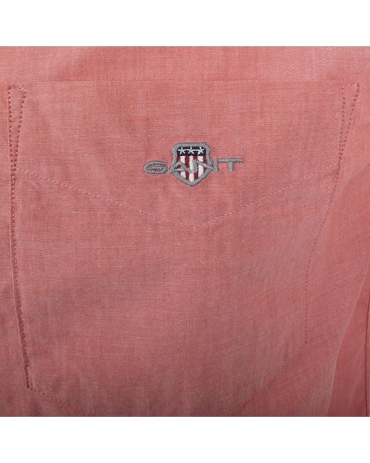 Gant Pink Poplin Short Sleeved Shirt Deep for men