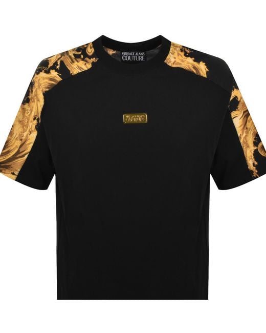 Versace Jeans Black Couture Contrast Print T Shirt for men