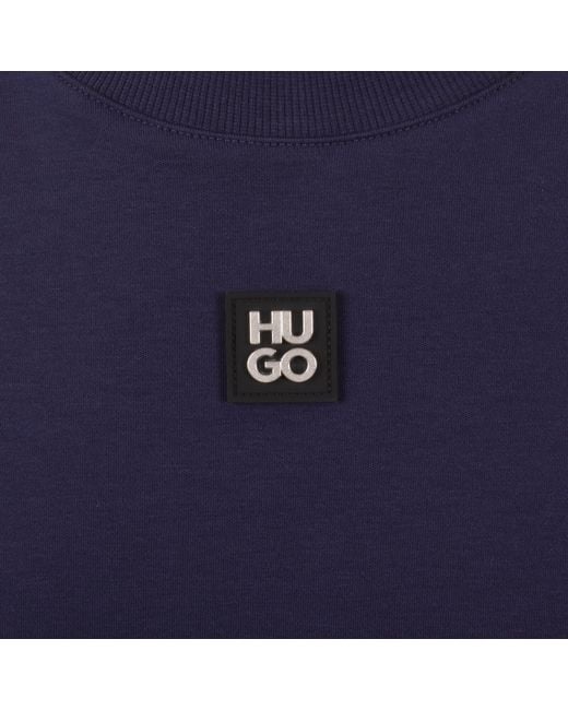HUGO Blue Dalile Stacked Logo T Shirt for men