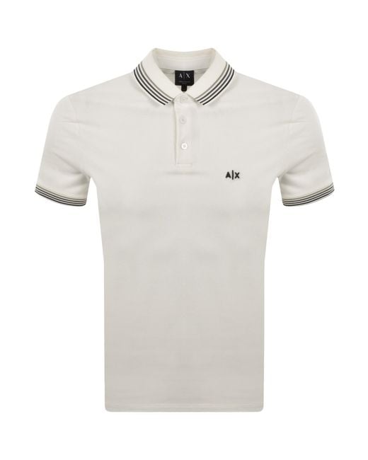 ARMANI EXCHANGE Gray Tipped Polo T Shirt for men