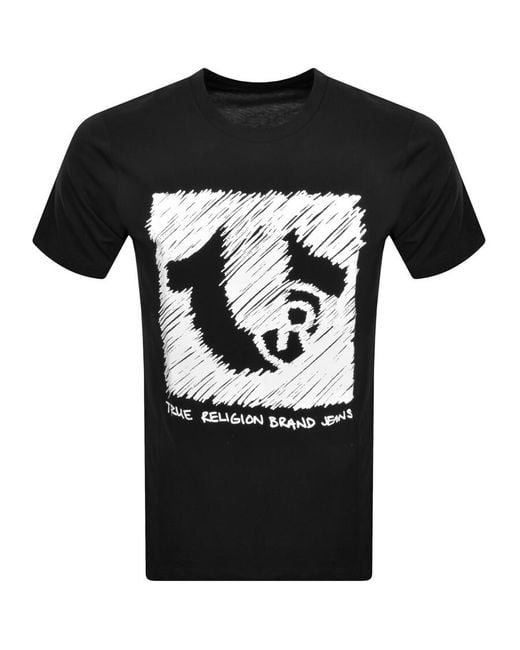 True Religion Black Logo Scribble T Shirt for men