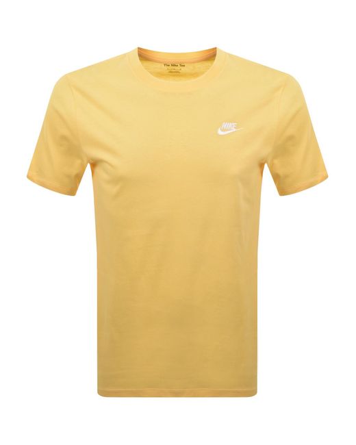 Nike Yellow Crew Neck Club T Shirt for men