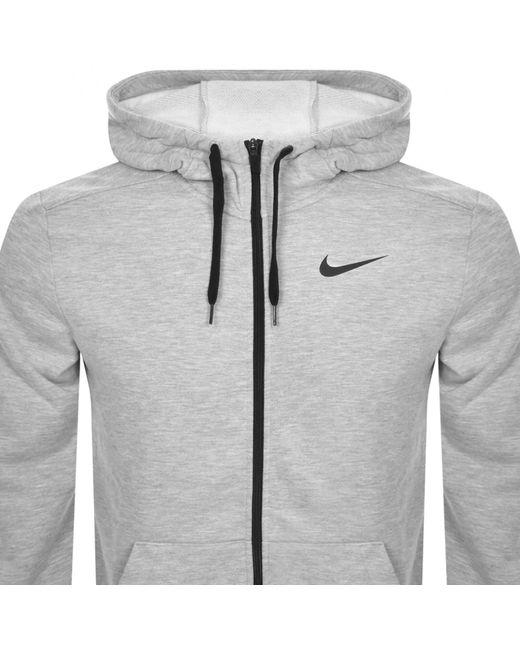 Nike Gray Training Full Zip Dri Fit Logo Hoodie for men