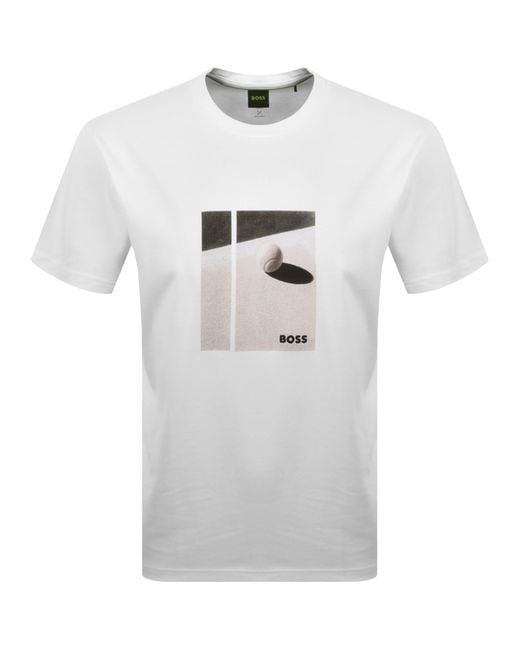 Boss Gray Boss Tennis Artwork Relaxed T Shirt for men