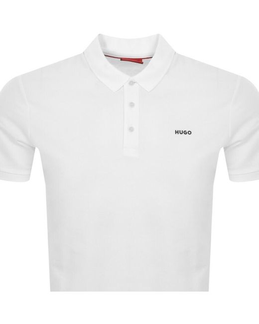HUGO White Donos222 Polo T Shirt for men