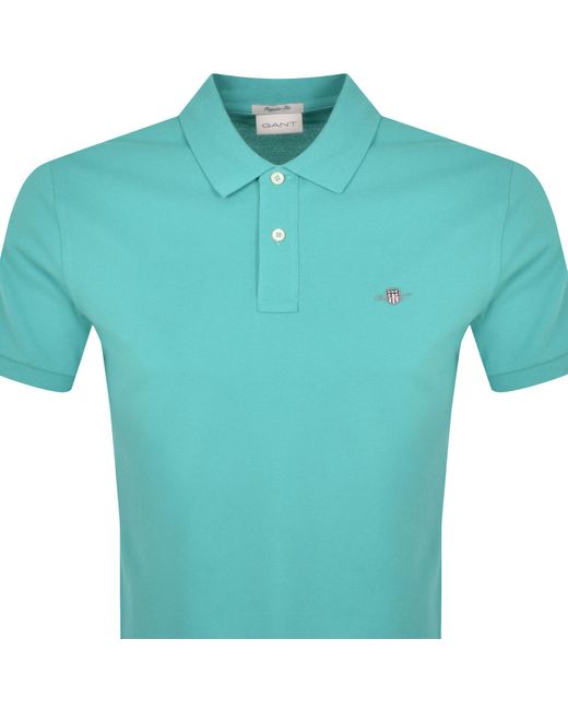 Gant Blue Regular Shield Pique Polo T Shirt for men