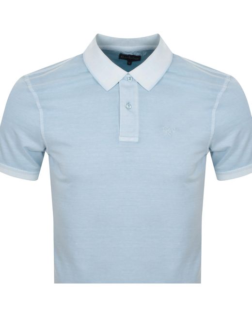 Barbour Blue Terra Dye Short Sleeve Polo for men