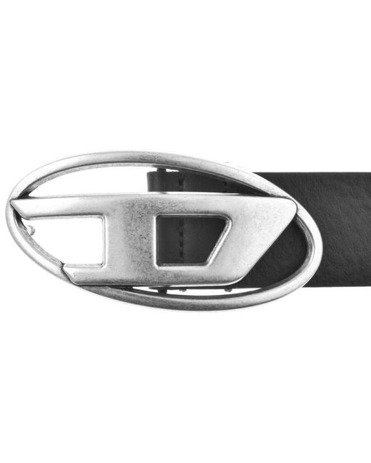 DIESEL Black Oval Reversible Logo Belt for men