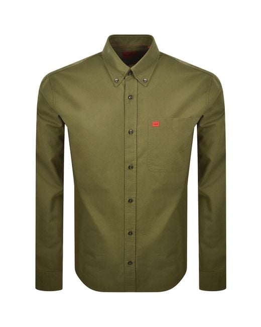 HUGO Green Long Sleeved Evito Shirt for men